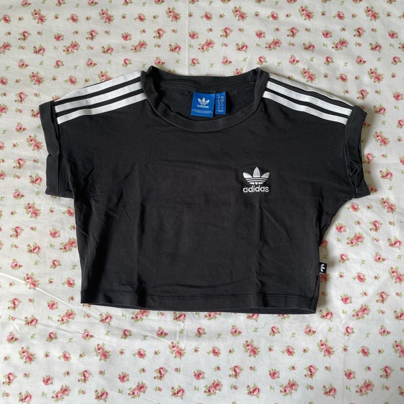 ADIDAS - Cropped Black & White Baby Tee - Picture 1 of 7